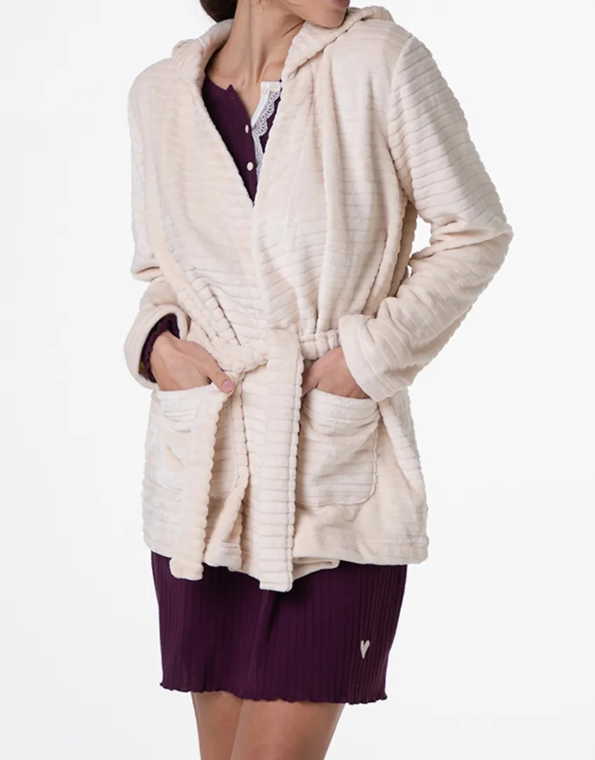 Donna LOVABLE Homewear|Vestaglie E Kimono-Vestaglia in Pelliccetta Jacquard, REF# L0E9L